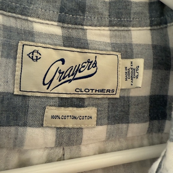 Grayers Men's Plaid Button Down Shirt Blue and white Size XL 100% Cotton - Picture 3 of 6